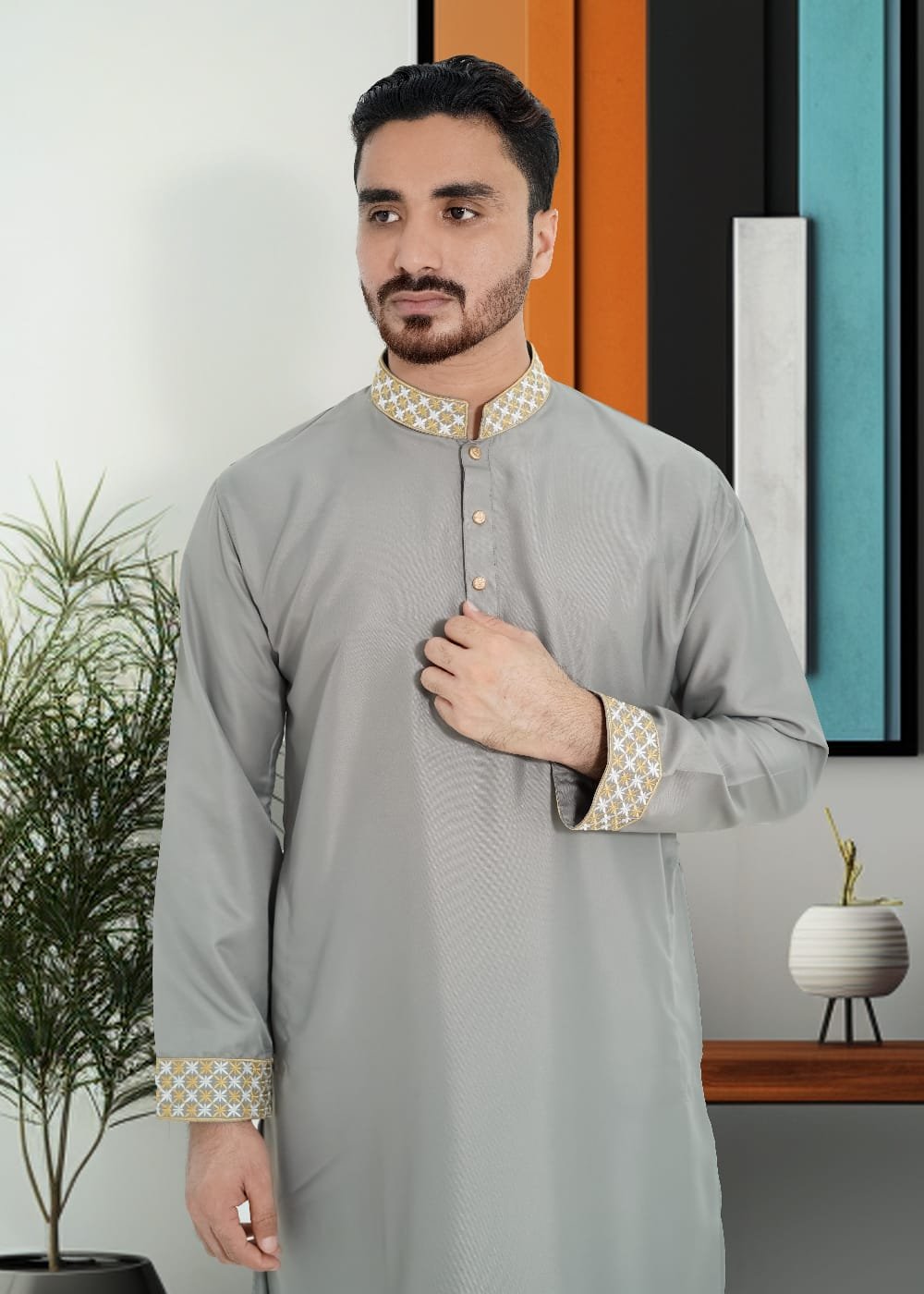 Ash Embroidery Panjabi / Code 226