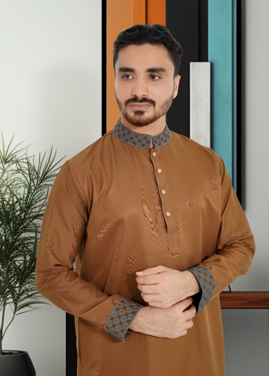 Golden Embroidery Panjabi/ Code 225