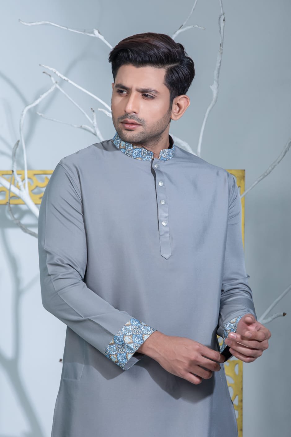 Ash Contrast Panjabi/ Code 207