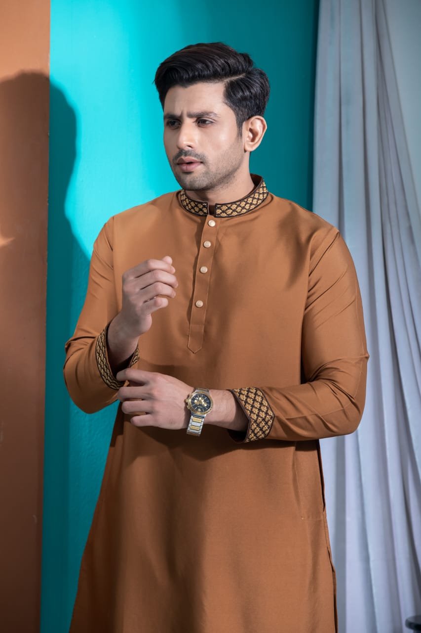 Golden Embroidery Panjabi/ Code 205