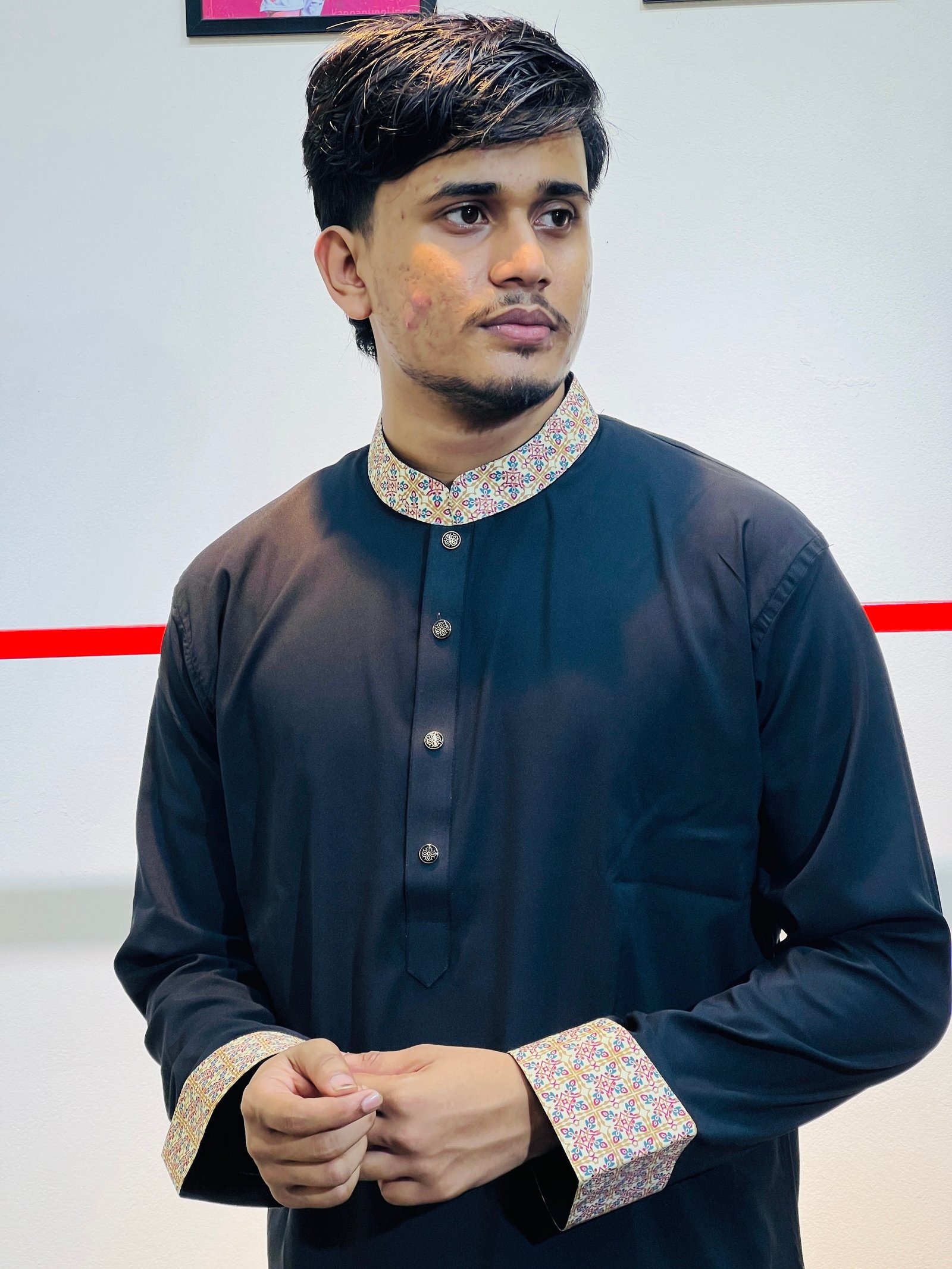 Black Embroidery Panjabi/ Code 209